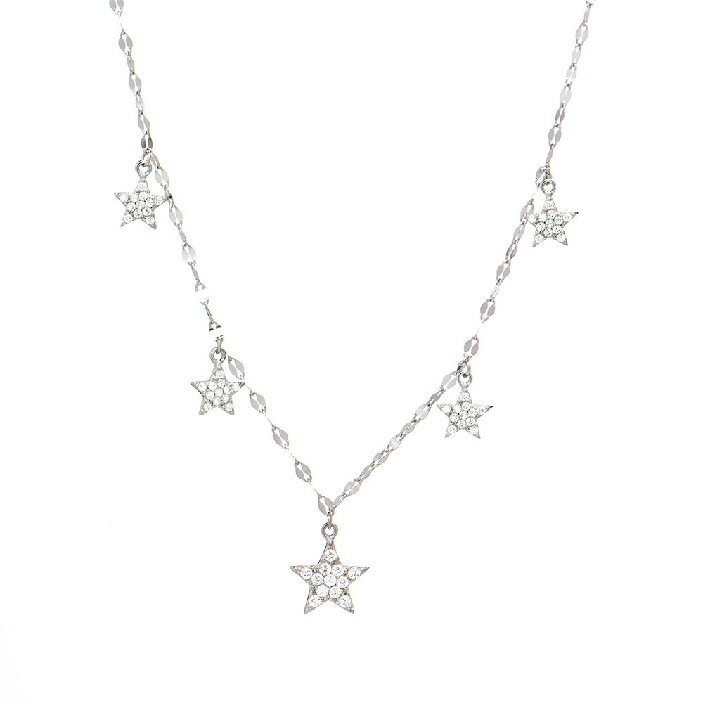 ΚΟΛΙΕ LS-Κ320 Ασημένιο Κολιέ 925 "Multi Shiny Stars Necklace" - Image 1