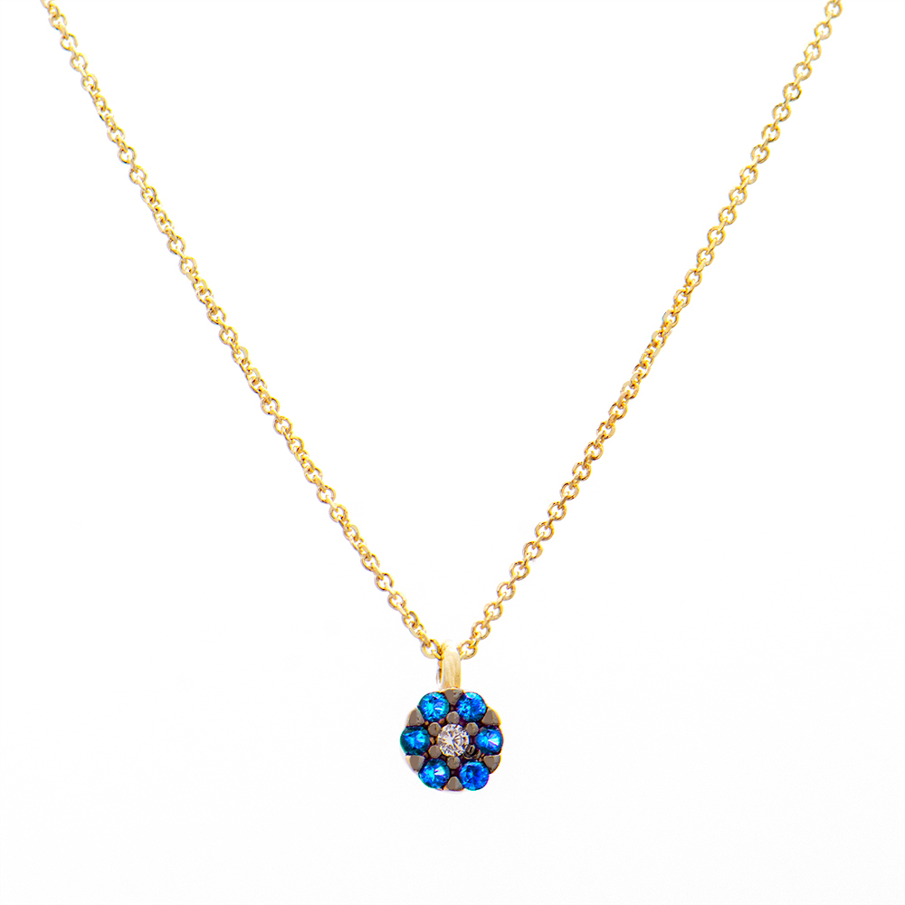 ΚΟΛΙΕ Κ9 FILVA 59 Χρυσό Κολιέ Κ9 ”Blue Flower Necklace” - Image 1