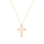 Χρυσό Κολιέ Κ9 " White Stone Gold Cross"