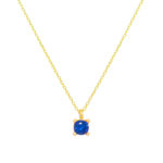 Χρυσό κολιέ Κ9 "Blue Mini Square Neckalce"