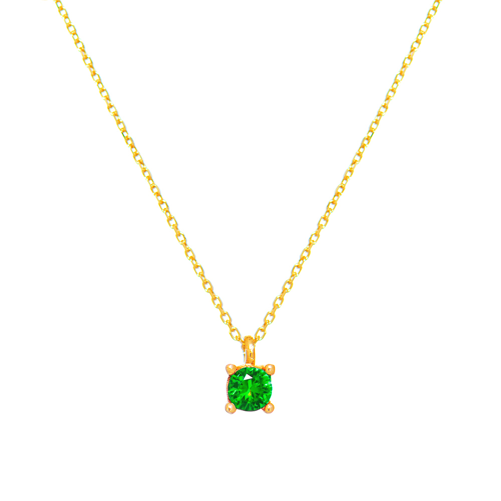 ΚΟΛΙΕ Κ9 FILVA 87 Χρυσό κολιέ Κ9 "Green Mini Circle Necklace” - Image 1