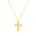 Χρυσό Κολιέ Κ9 "Baguette Stone Cross"