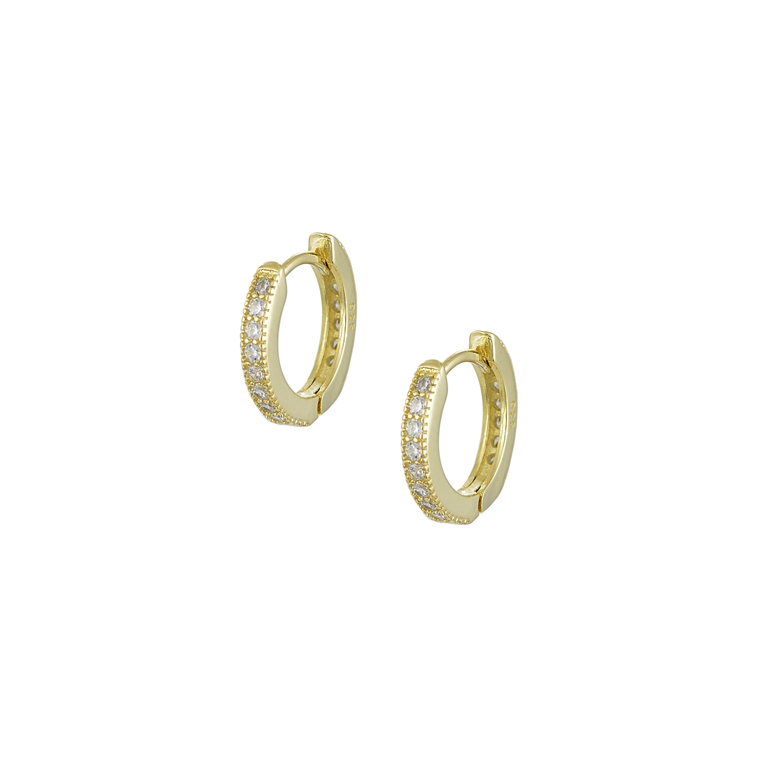 AD-E074 Ασημένια Κρικάκια 925"Round Zircon Hoops" - Image 1
