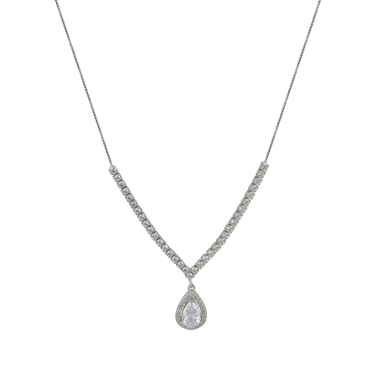 AD-K227 Ασημένιο Κολιέ 925 "White Elegance" - Image 1