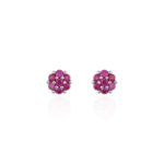 Ασημένια Σκουλαρίκια 925 "Ruby Stud Flowers Earrings"