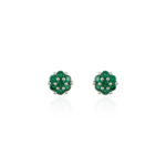 Ασημένια Σκουλαρίκια 925 “Emerald Stud Flowers Earrings”