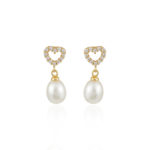Ασημένια Σκουλαρίκια 925 “Love Pearl Gold Plated Earrings”