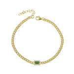 Ασημένιο Βραχιόλι 925"Gold Chain Emerald"