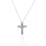 Ασημένιο Κολιέ 925 "Big Cross Necklace Baguette"